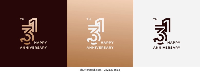 Logo 31th, 31 years anniversary, Creative design template for celebration, birthday, greeting and invitation. Editable file