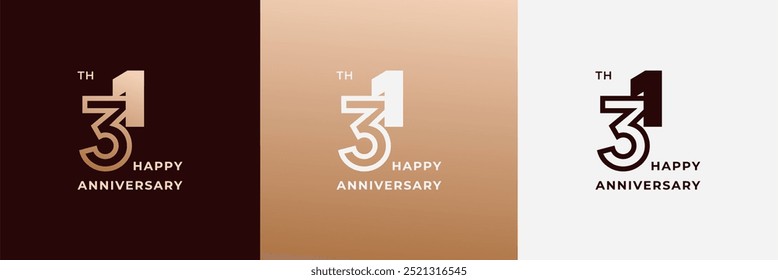 Logotipo 31, 31 años de aniversario, Plantilla de diseño creativo para la celebración, cumpleaños, saludo. Archivo editable