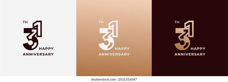 Logotipo 31, 31 años de aniversario, Plantilla creativa para la celebración, cumpleaños, saludo e invitación. Archivo editable