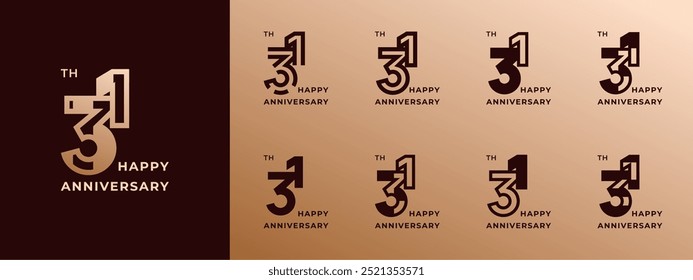 Logo 31th, years happy anniversary gold, Creative design template for celebration, birthday, greeting and invitation. Editable file