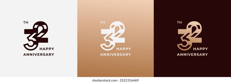 Logo 32., 32 Jahre Jubiläum, Vorlage für kreatives Design für Feier, Gruß, Geburtstag und Einladung. Bearbeitbare Datei