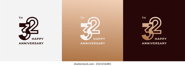 Logo 32., 32 Jahre Jubiläum, Kreative Vorlage für Feier, Geburtstag, Gruß und Einladung. Bearbeitbare Datei