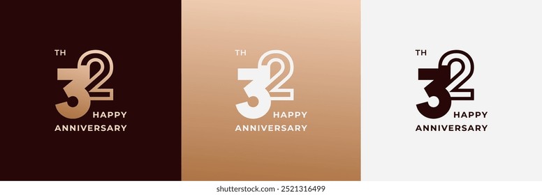 Logo 32., 32 Jahre Jubiläum, Vorlage für kreatives Design zum Feiern, Geburtstag und Einladung. Bearbeitbare Datei