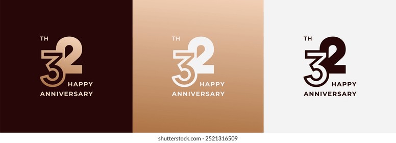 Logo 32., 32 Jahre Jubiläum, Vorlage für kreatives Design zum Feiern, Geburtstag, Gruß. Bearbeitbare Datei