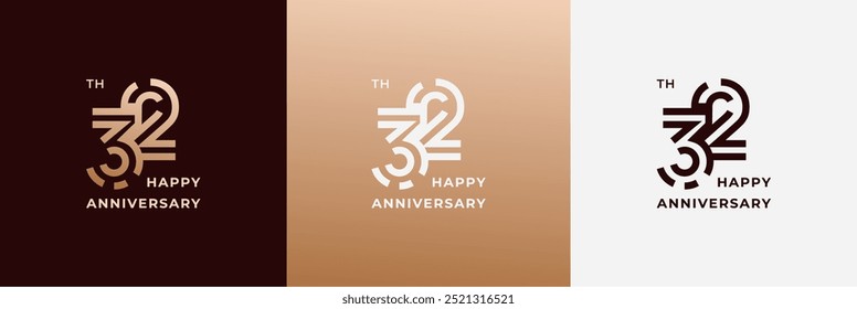 Logo 32., 32 Jahre Jubiläum, Vorlage für kreatives Design zum Feiern, Geburtstag, Gruß und Einladung. Bearbeitbare Datei