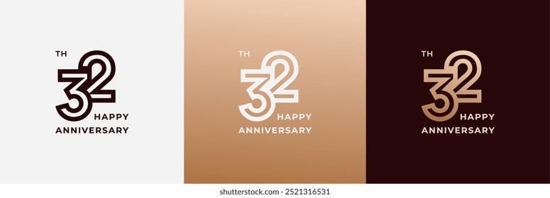 Logo 32., 32 Jahre Jubiläum, Vorlage für kreatives Design für Feier, Gruß und Einladung. Bearbeitbare Datei