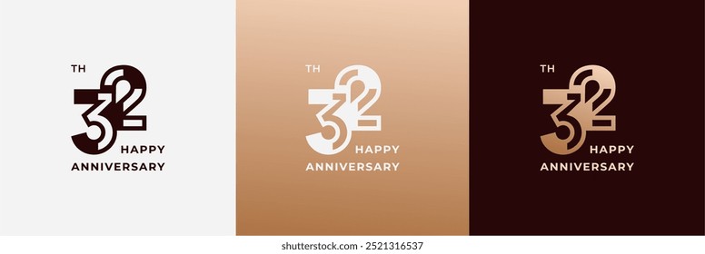 Logo 32., 32 Jahre Jubiläum, Design-Vorlage für Feier, Geburtstag, Gruß und Einladung. Bearbeitbare Datei