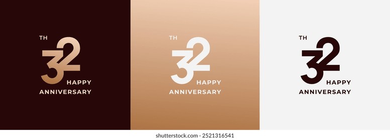 Logo 32., 32 Jahre Jubiläum, Kreatives Design zum Feiern, Geburtstag, Gruß und Einladung. Bearbeitbare Datei