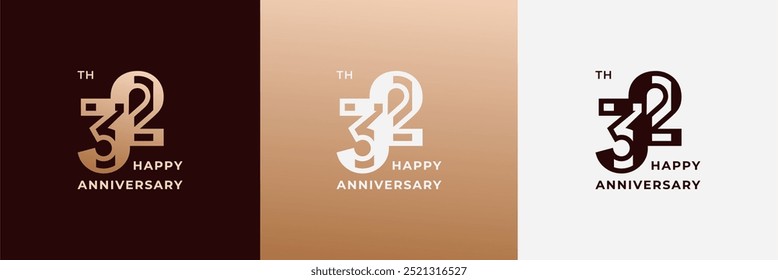 Logo 32., 32 Jahre Jubiläum, kreative Design-Vorlage für Feier, Geburtstag, Gruß und Einladung. Bearbeitbare Datei