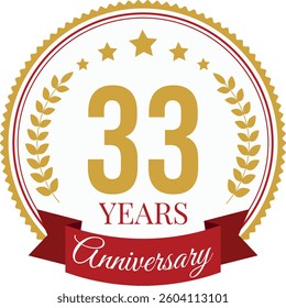 Logo 33 Years Anniversary Celebration Design Template