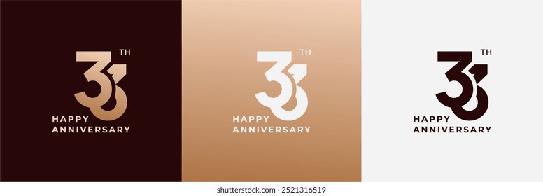 Logo 33th, 33 years anniversary, Creative design for celebration, birthday, greeting and invitation. Editable file