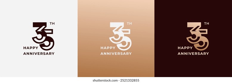 Logo 35th, 35 years anniversary, Creative design template for celebration, greeting, birthday and invitation. Editable file