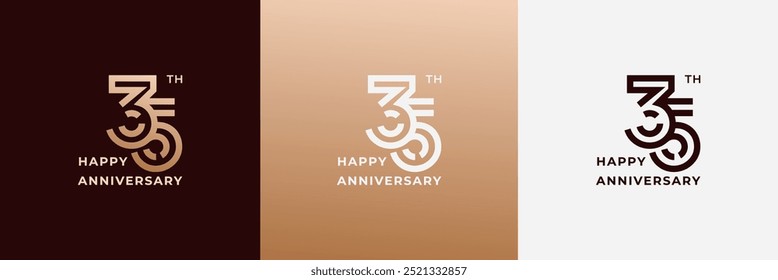 Logo 35th, 35 years anniversary, Creative design template for celebration, birthday, greeting and invitation. Editable file