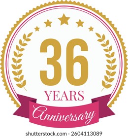 Logo 36 Years Anniversary Celebration Design Template