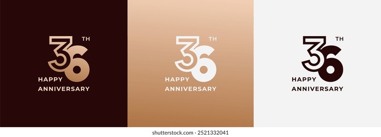 Logo 36th, 36 years anniversary, Creative design template for celebration, birthday, greeting. Editable file