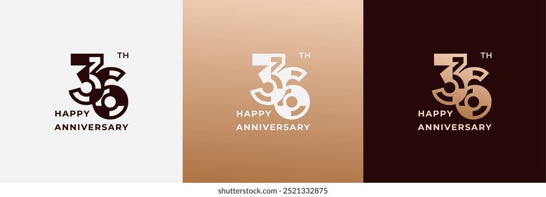 Logo 36th, 36 years anniversary, design template for celebration, birthday, greeting and invitation. Editable file