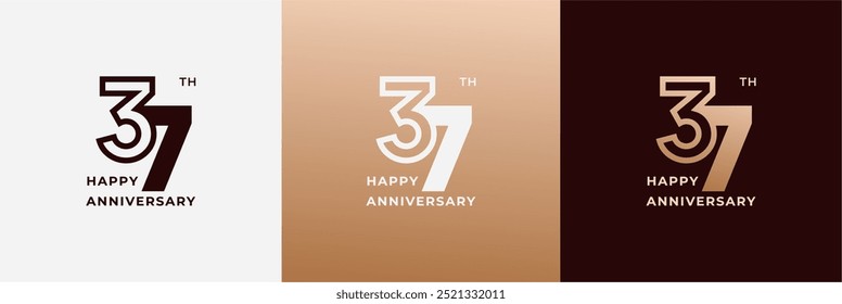 Logo 37th, 37 years anniversary, Creative design template for celebration, birthday, greeting. Editable file