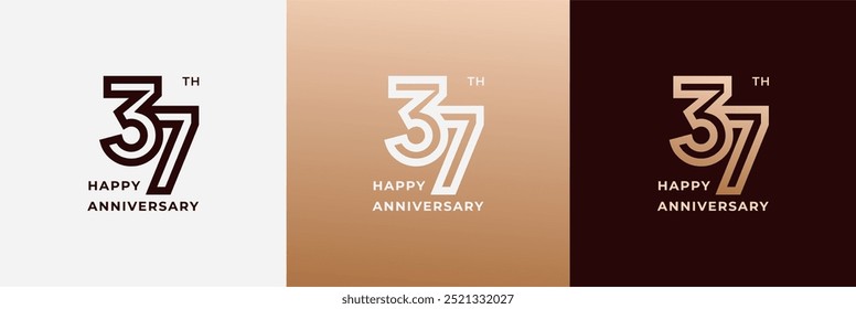 Logo 37., 37 Jahre Jubiläum, Vorlage für kreatives Design für Feier, Gruß und Einladung. Bearbeitbare Datei