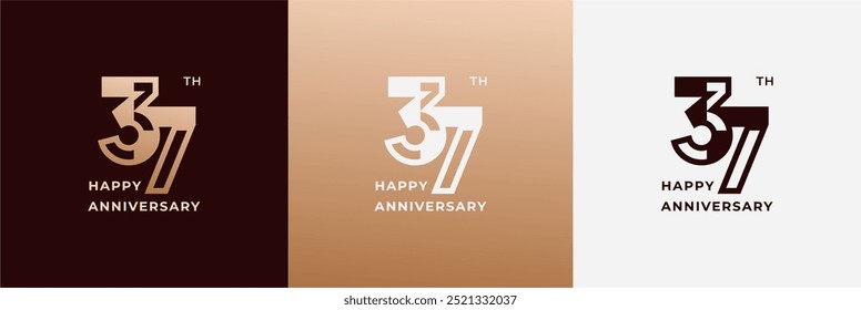 Logo 37th, 37 years anniversary, design template for celebration, birthday, greeting and invitation. Editable file