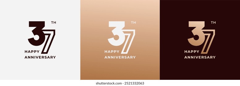 Logo 37th, 37 years anniversary, Creative design template for celebration, birthday and invitation. Editable file