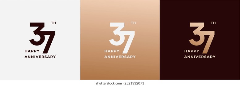 Logo 37th, 37 years anniversary, Creative design for celebration, birthday, greeting and invitation. Editable file
