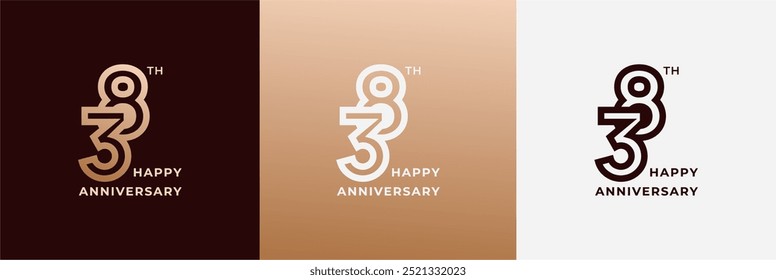 Logo 38th, 38 anos aniversário, Modelo de design criativo para celebração, saudação e convite. Arquivo editável