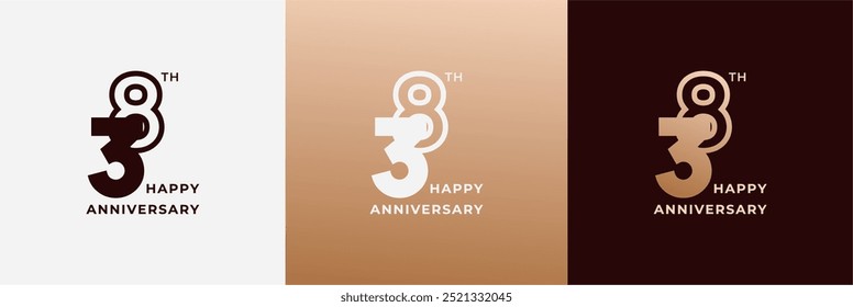 Logo 38th, 38 anos aniversário, Modelo de design criativo para celebração, aniversário e convite. Arquivo editável