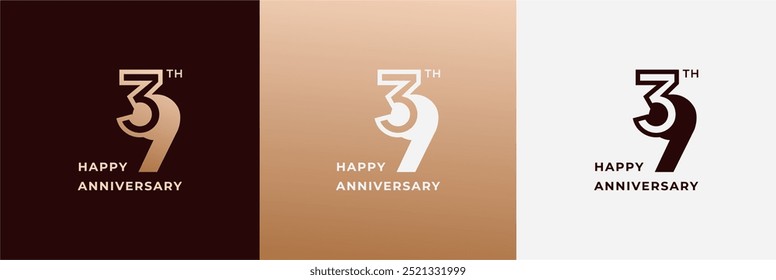 Logo 39th, 39 years anniversary, Creative design template for celebration, birthday, greeting. Editable file