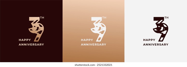 Logo 39th, 39 years anniversary, Creative design template for celebration, greeting, birthday and invitation. Editable file