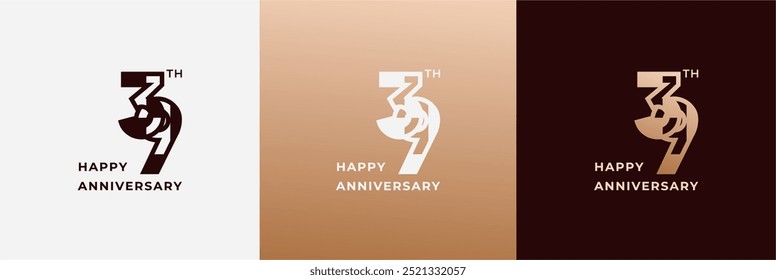 Logo 39th, 39 years anniversary, design template for celebration, birthday, greeting and invitation. Editable file