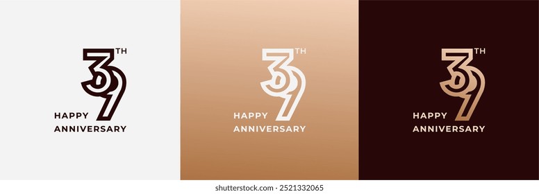 Logo 39th, 39 years anniversary, Creative design template for celebration, greeting and invitation. Editable file