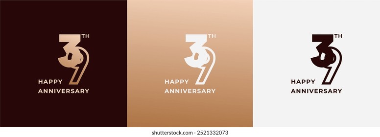 Logo 39th, 39 years anniversary, Creative design template for celebration, birthday and invitation. Editable file