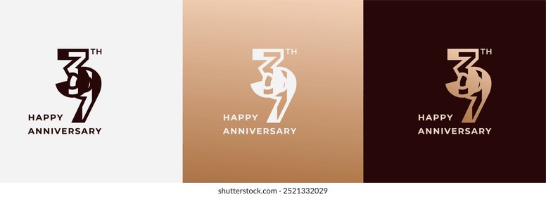 Logo 39th, 39 years happy anniversary, Creative design template for celebration, birthday, greeting and invitation. Editable file