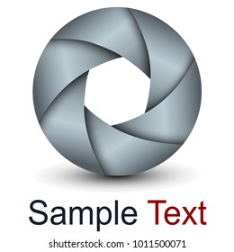 Logo 3D abstract lens design and vector shutter.