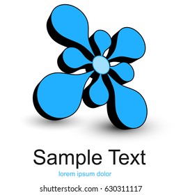 Logo 3D black and blue shape, vector design.