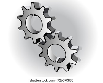 Logo 3d gears. Mechanic concept.