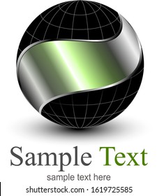 Logo 3D globe sphere, vector design.