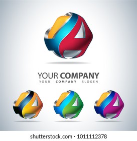 Logo 3D Hexagon shape, Hi tech Concept, abstract vector template