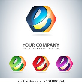 Logo 3D Hexagon shape, Hi tech Concept, abstract vector template