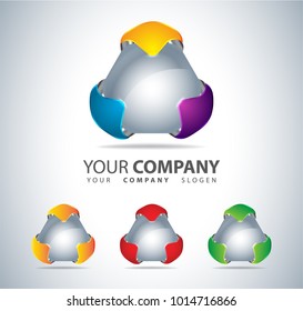 Logo 3D Hexagon shape, Hi tech Concept, abstract vector template