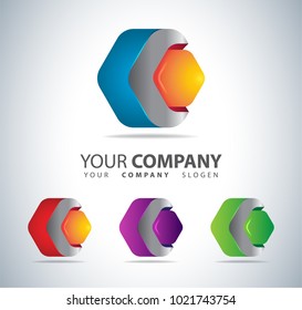 Forma del hexágono del logotipo 3D, concepto de alta tecnología, Plantilla abstracta del Vector