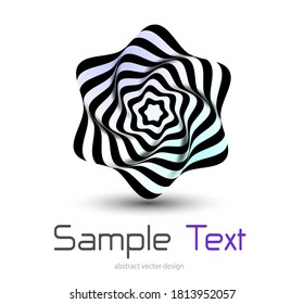 Logo 3D striped spiral shape, dynamic business vector design