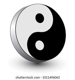 Logo 3D Yin Yang symbol vector illustration.