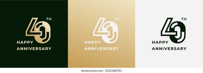 Logo 40th, 40 years anniversary, Creative template for celebration, birthday, greeting and invitation. Editable file