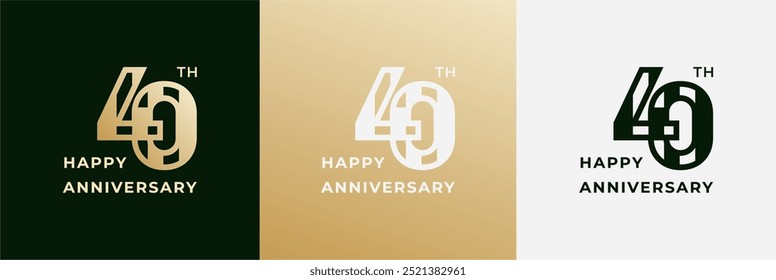 Logotipo 40, 40 años feliz aniversario, Plantilla de diseño creativo para la celebración, cumpleaños, saludo e invitación. Archivo editable