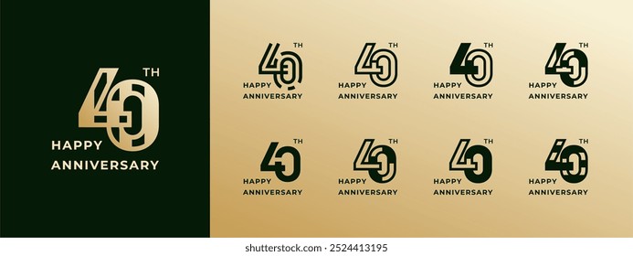 Logo 40th, 40 anos ouro feliz aniversário, modelo de design criativo para celebração, aniversário, saudação e convite. Arquivo editável