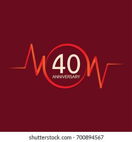 logo 40th anniversary vector illustrator, heart rhythm ekg