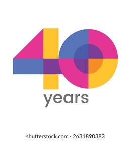 logo 40th years anniversary celebration with colorful design, Modern geometric style. 