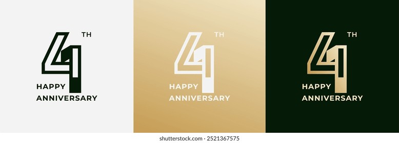 Logo 41th, 41 years anniversary, Creative template for celebration, birthday, greeting and invitation. Editable file