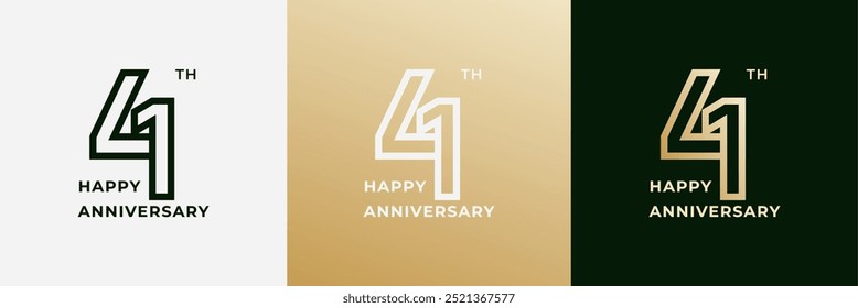 Logo 41o, 41 anos aniversário, Modelo de design criativo para celebração, saudação e convite. Arquivo editável